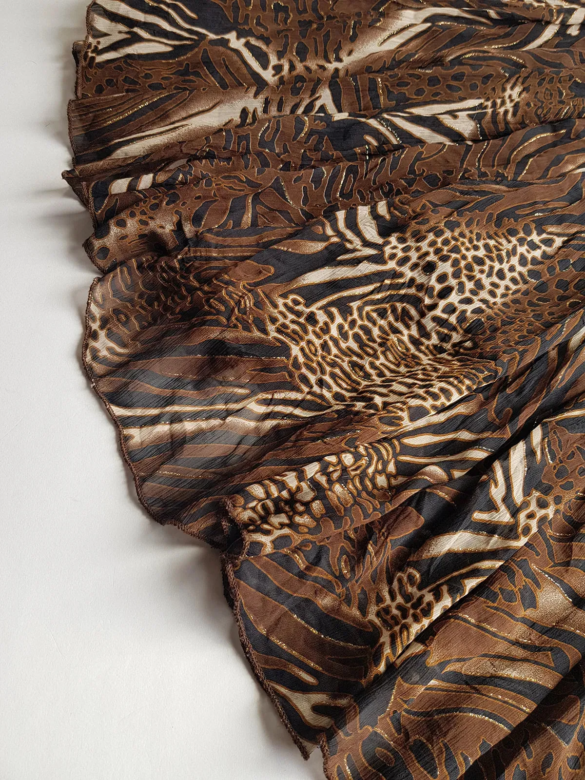 1990s Sexy Bohemian Rockstar Vintage Maxi Skirt / Dress - Floaty Multi Tier Cut - Insane Tiger & Cheetah Print - Multi Layered - Tribal Beading Drawstring Waist
