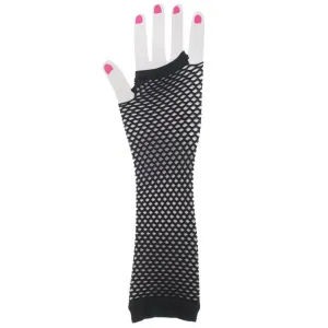 80s Black Fishnet Gloves
