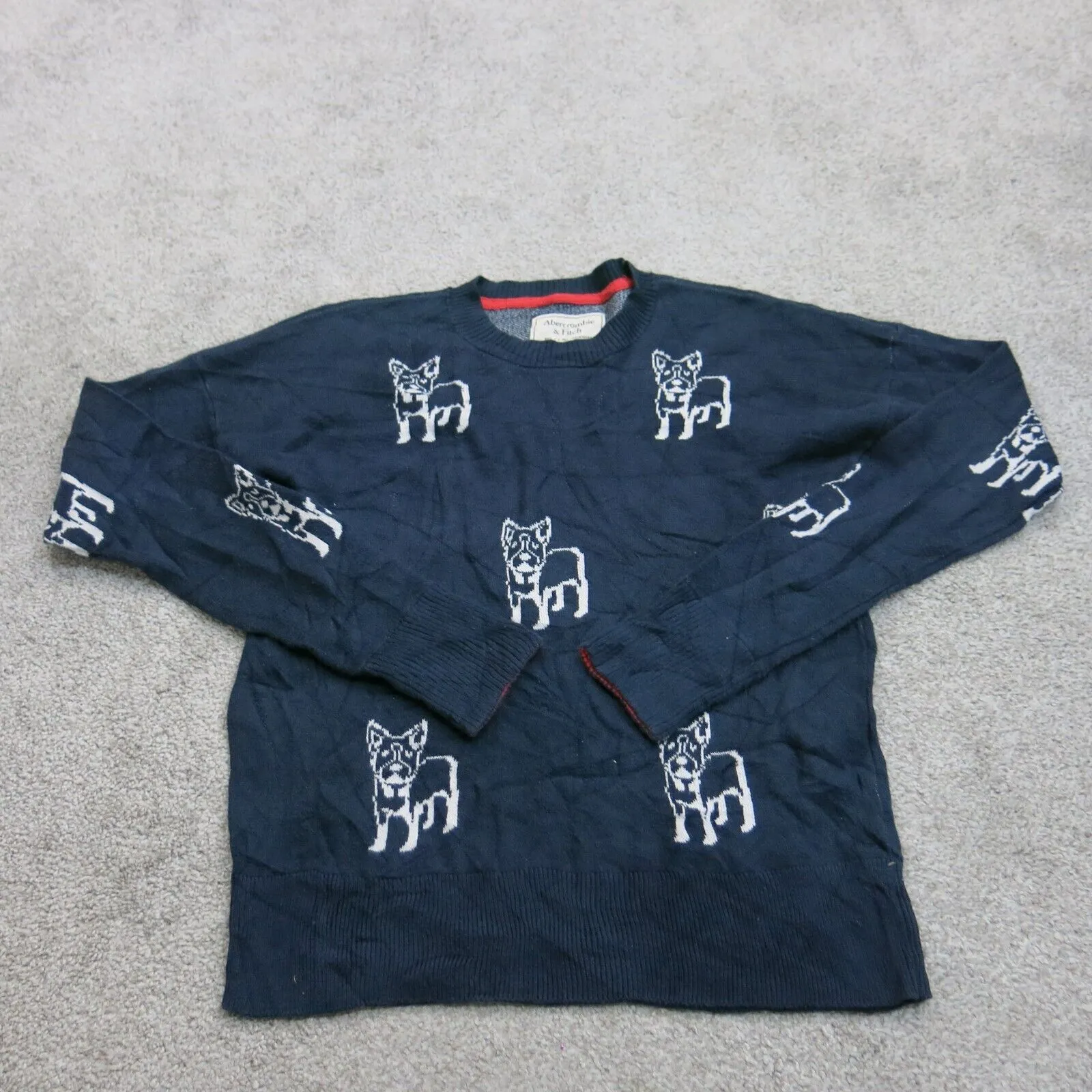 Abercrombie & Fitch Womens Pullover Sweater Animal Print Long Sleeve Blue SZ XS