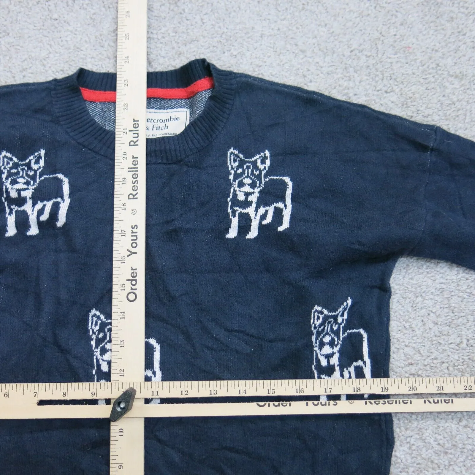 Abercrombie & Fitch Womens Pullover Sweater Animal Print Long Sleeve Blue SZ XS