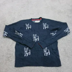 Abercrombie & Fitch Womens Pullover Sweater Animal Print Long Sleeve Blue SZ XS