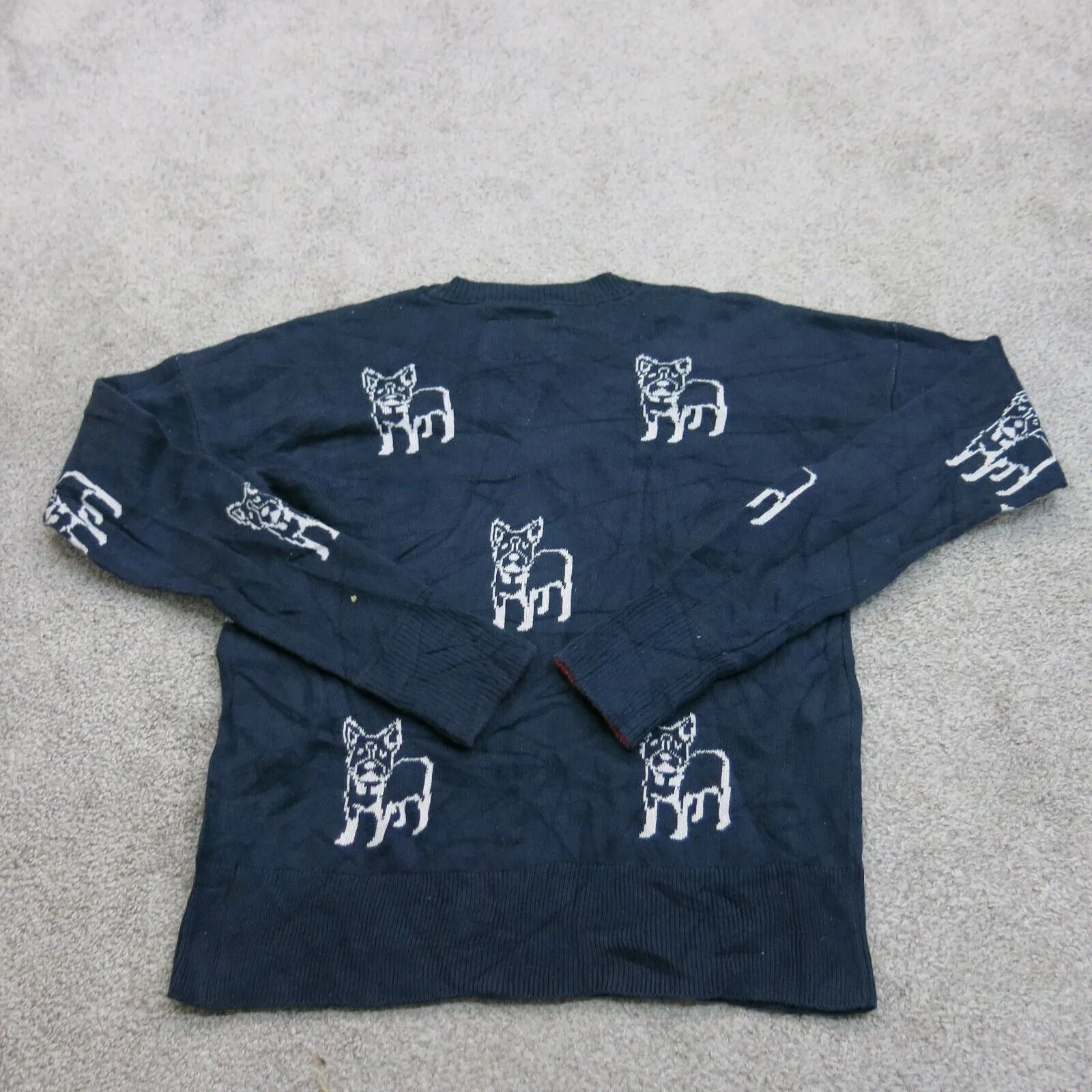 Abercrombie & Fitch Womens Pullover Sweater Animal Print Long Sleeve Blue SZ XS
