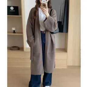 Aiertu black sweater dress outfit Fashionable Loose Long over-the-Knee Knitted Cardigan for Women Autumn and Winter Lazy Temperament Sweater Coat Overcoat