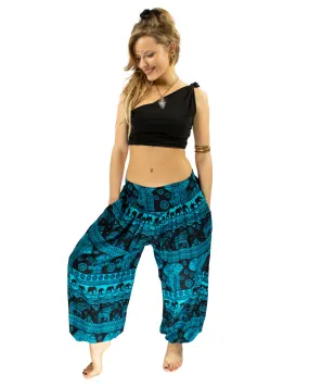 ALADDIN ELEPHANT HAREM HIGH CROTCH PANTS TURQUOISE