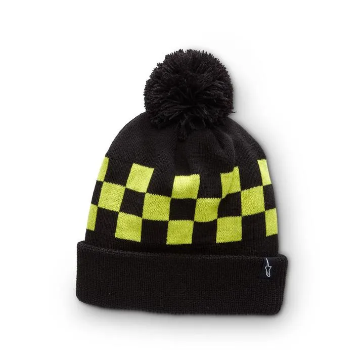 Alpinestars Winning Beanie Black With Fluro Yellow Checkers