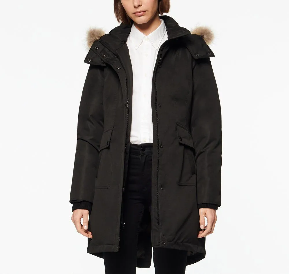 Andrew Marc Women's Down Parka/Coat with Removable Genuine Coyote Fur Trim Hood, Puffer Jacket