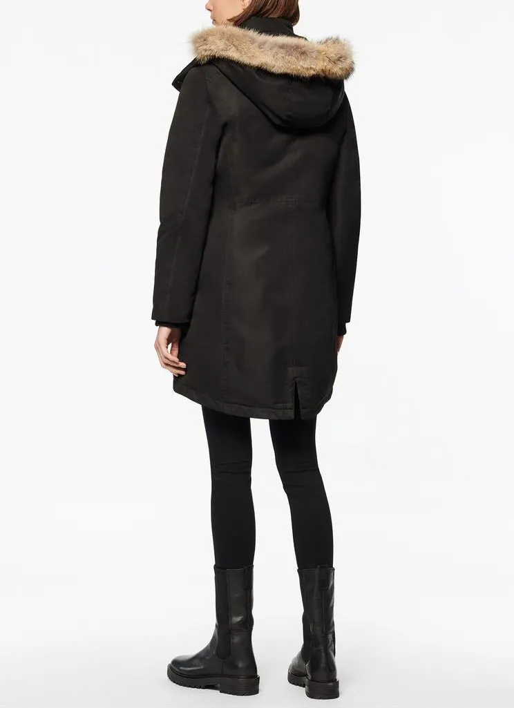 Andrew Marc Women's Down Parka/Coat with Removable Genuine Coyote Fur Trim Hood, Puffer Jacket