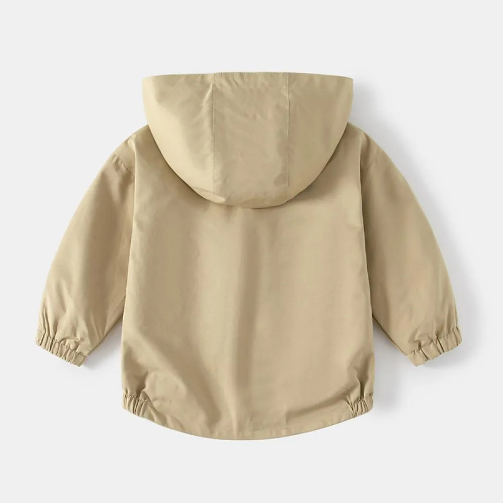 Autumn Toddler Boy Solid Color Hooded Jacket Wholesale Boys Clothes