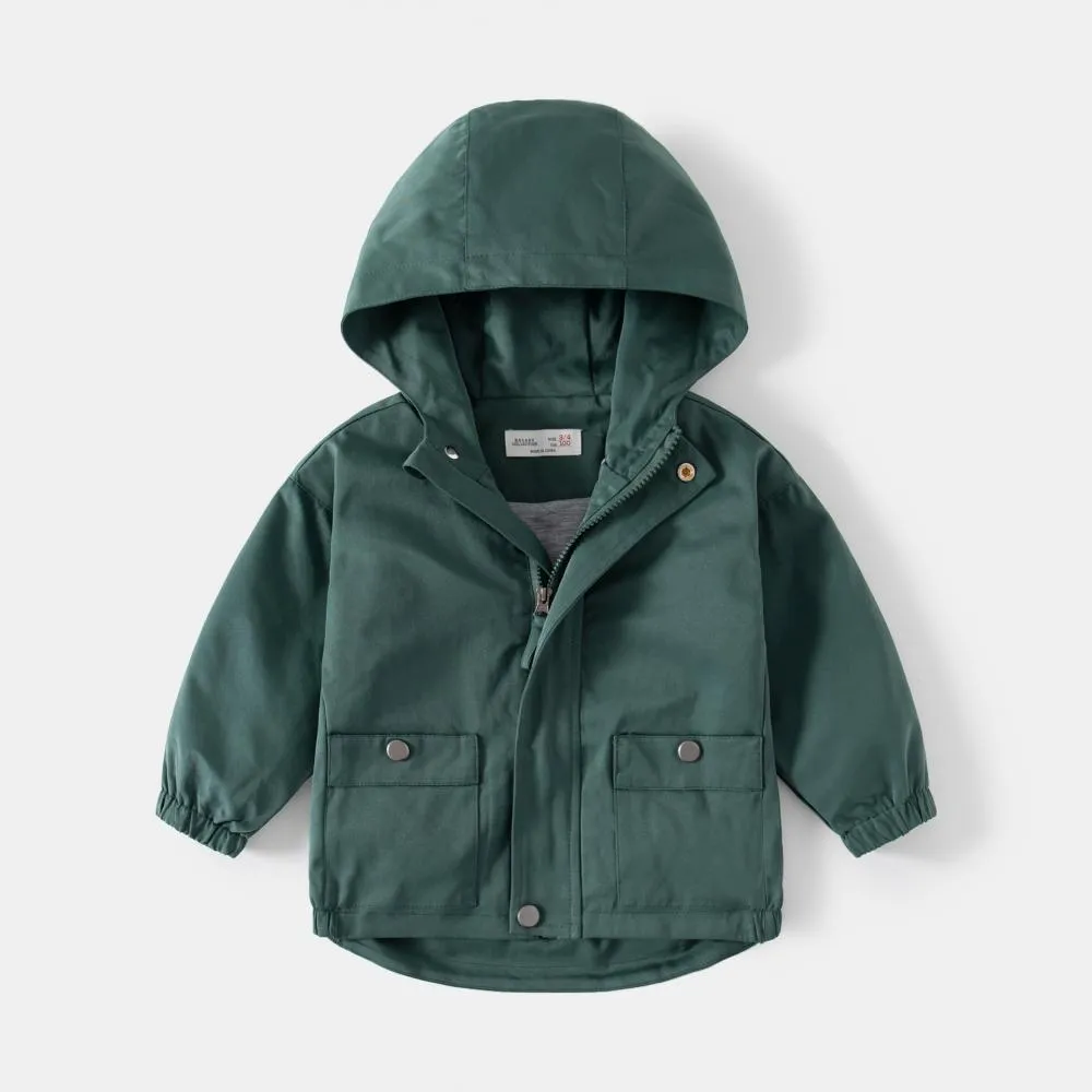 Autumn Toddler Boy Solid Color Hooded Jacket Wholesale Boys Clothes