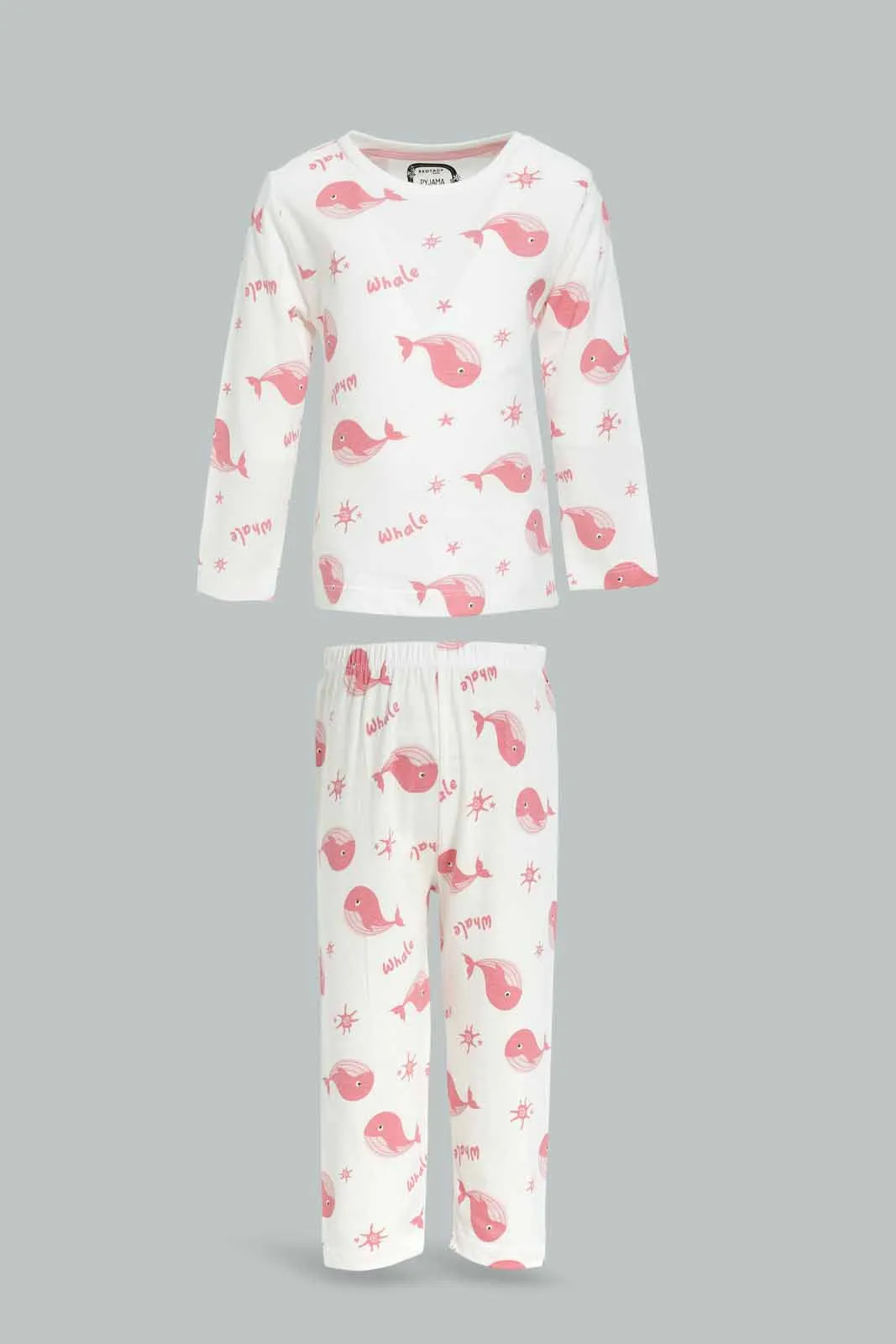 Baby Girls Pink And White Pyjama Set (4 pieces)