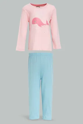 Baby Girls Pink And White Pyjama Set (4 pieces)