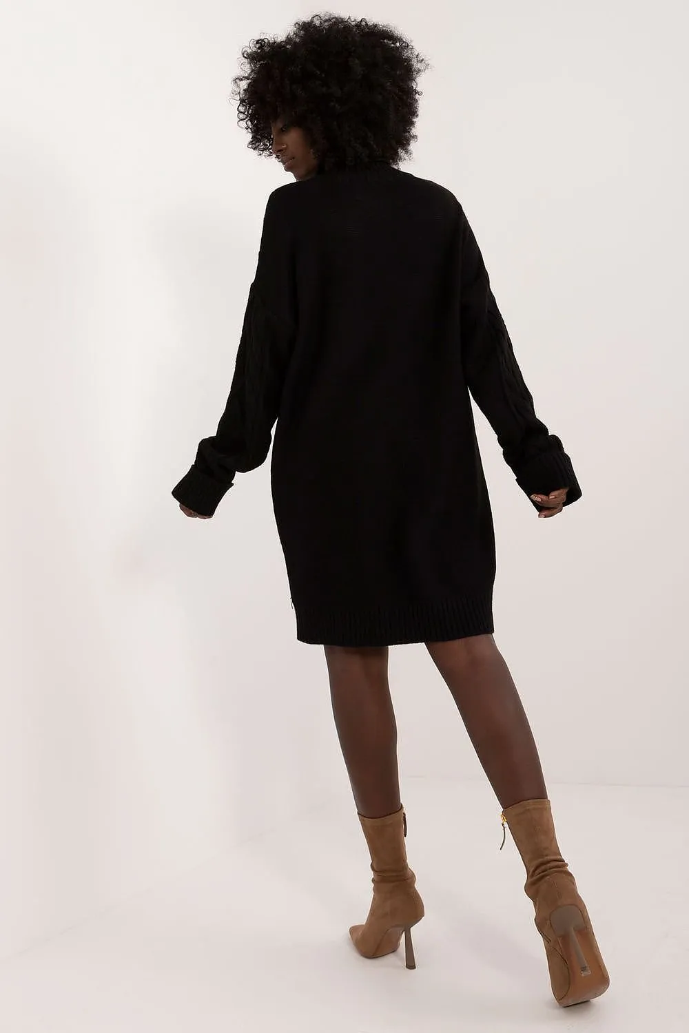 Badu Cable Knit Turtleneck Sweater Dress