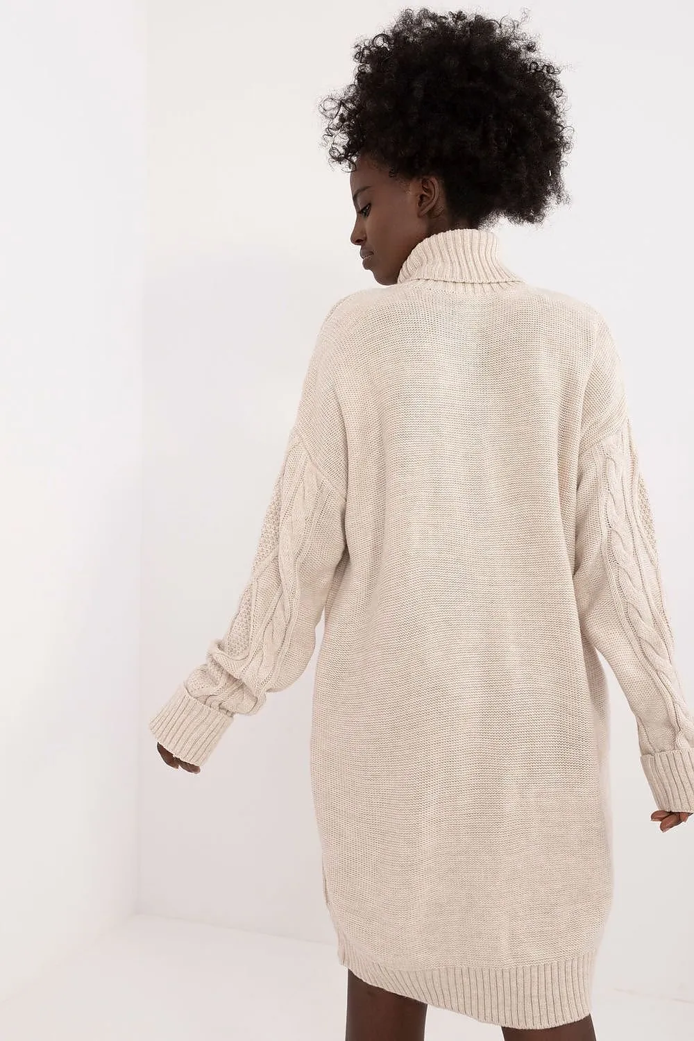 Badu Cable Knit Turtleneck Sweater Dress