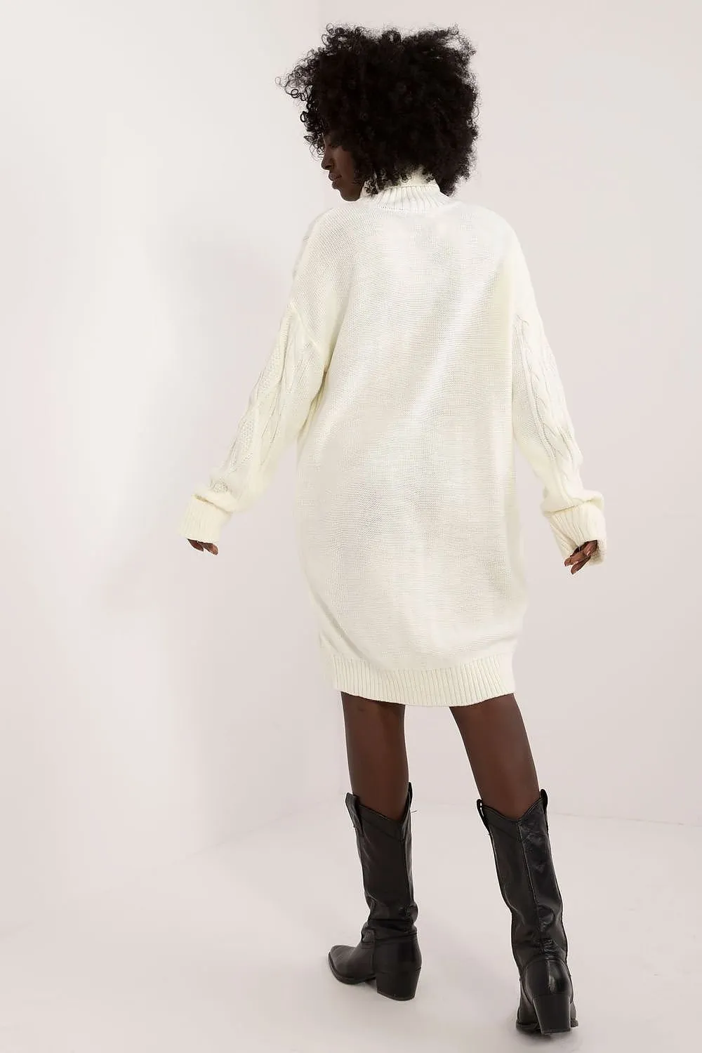 Badu Cable Knit Turtleneck Sweater Dress