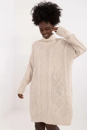 Badu Cable Knit Turtleneck Sweater Dress