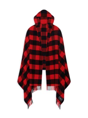 Balenciaga Checked Hooded Blanket Coat