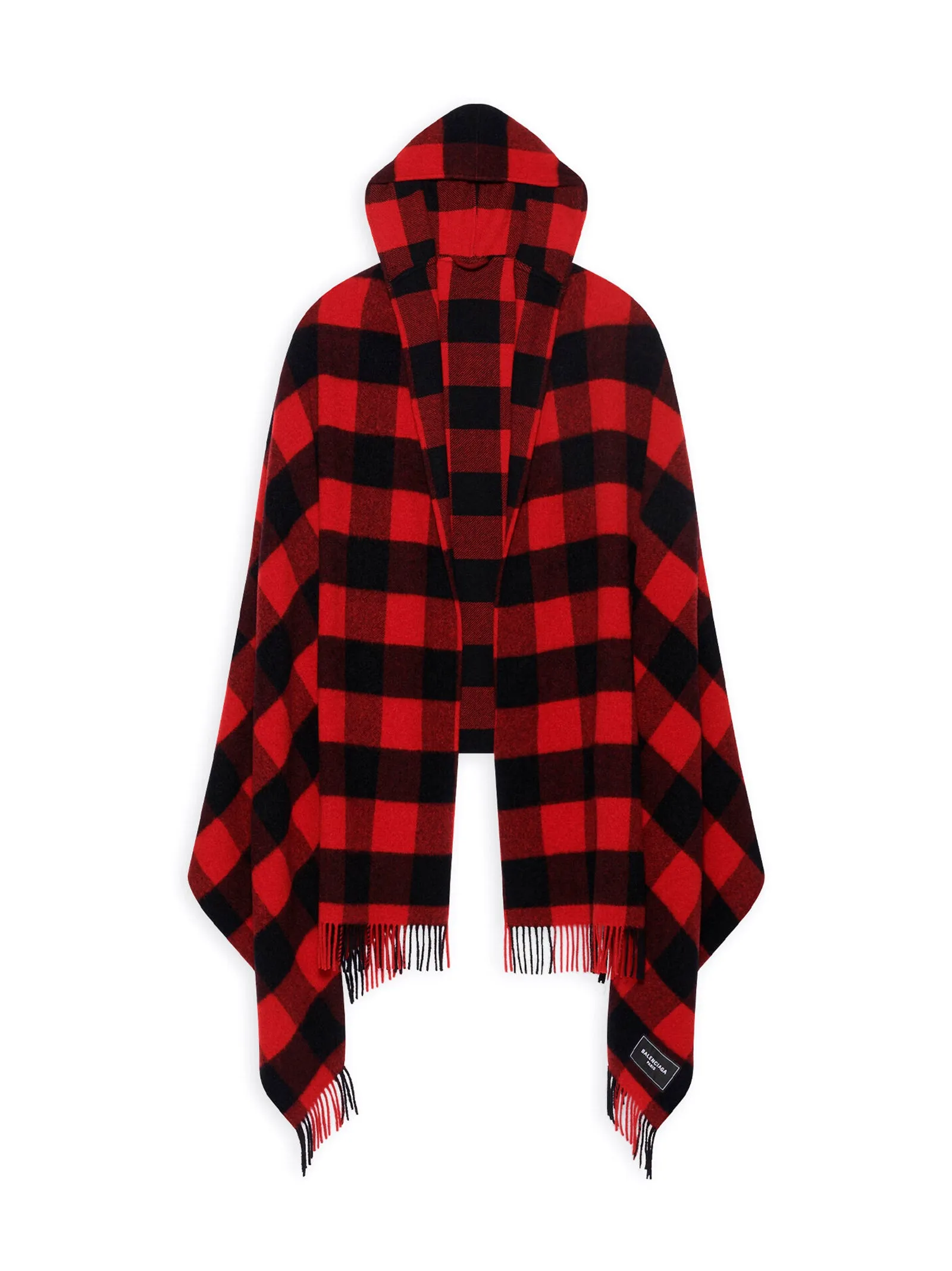 Balenciaga Checked Hooded Blanket Coat