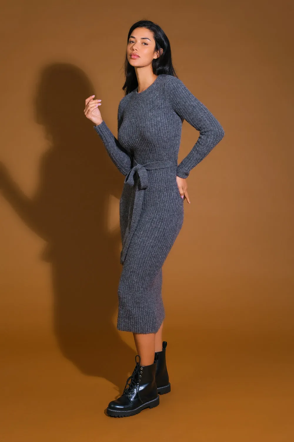 BE GOOD TO ME SWEATER MIDI DRESS