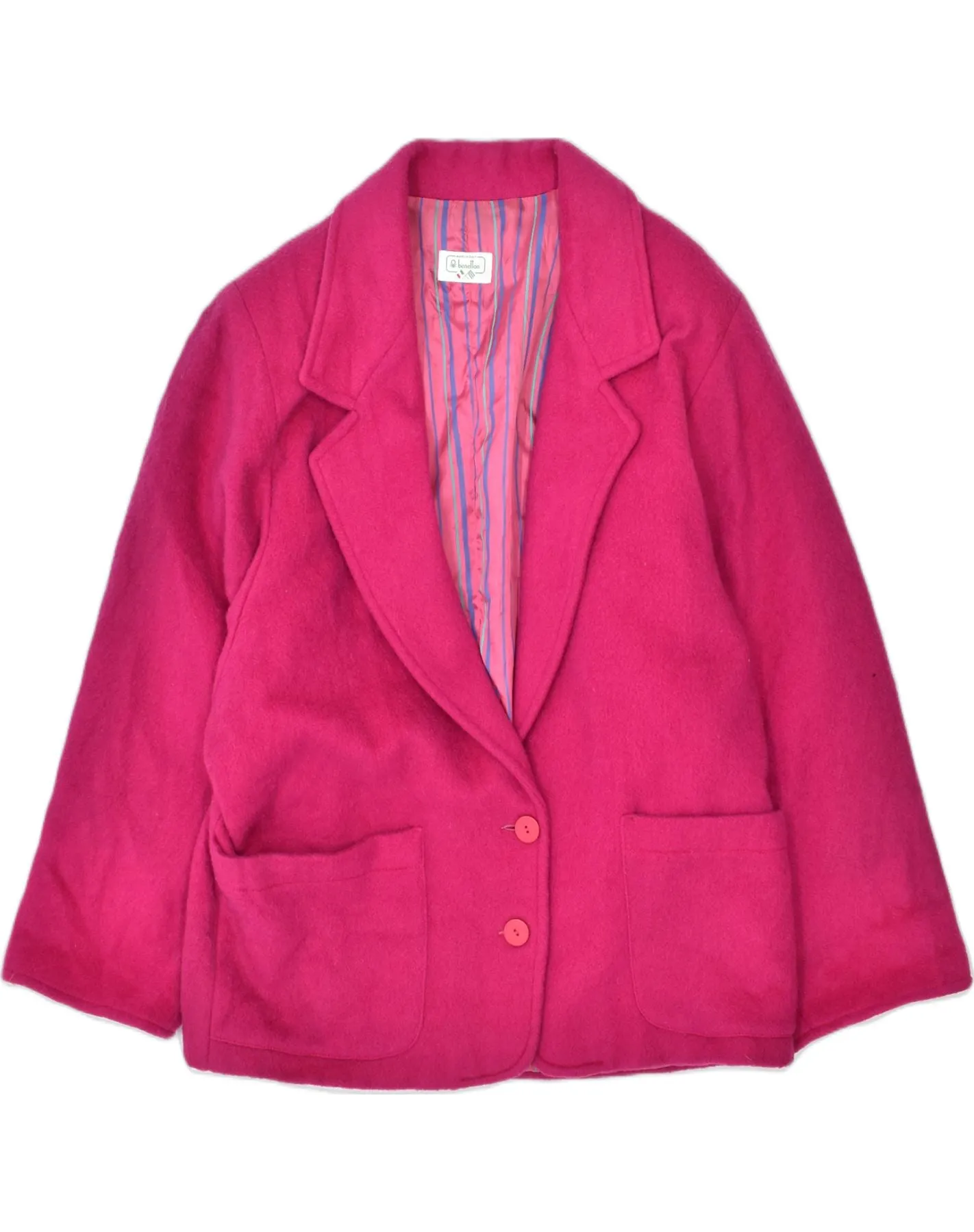 BENETTON Womens Overcoat IT 44 Medium Pink Wool