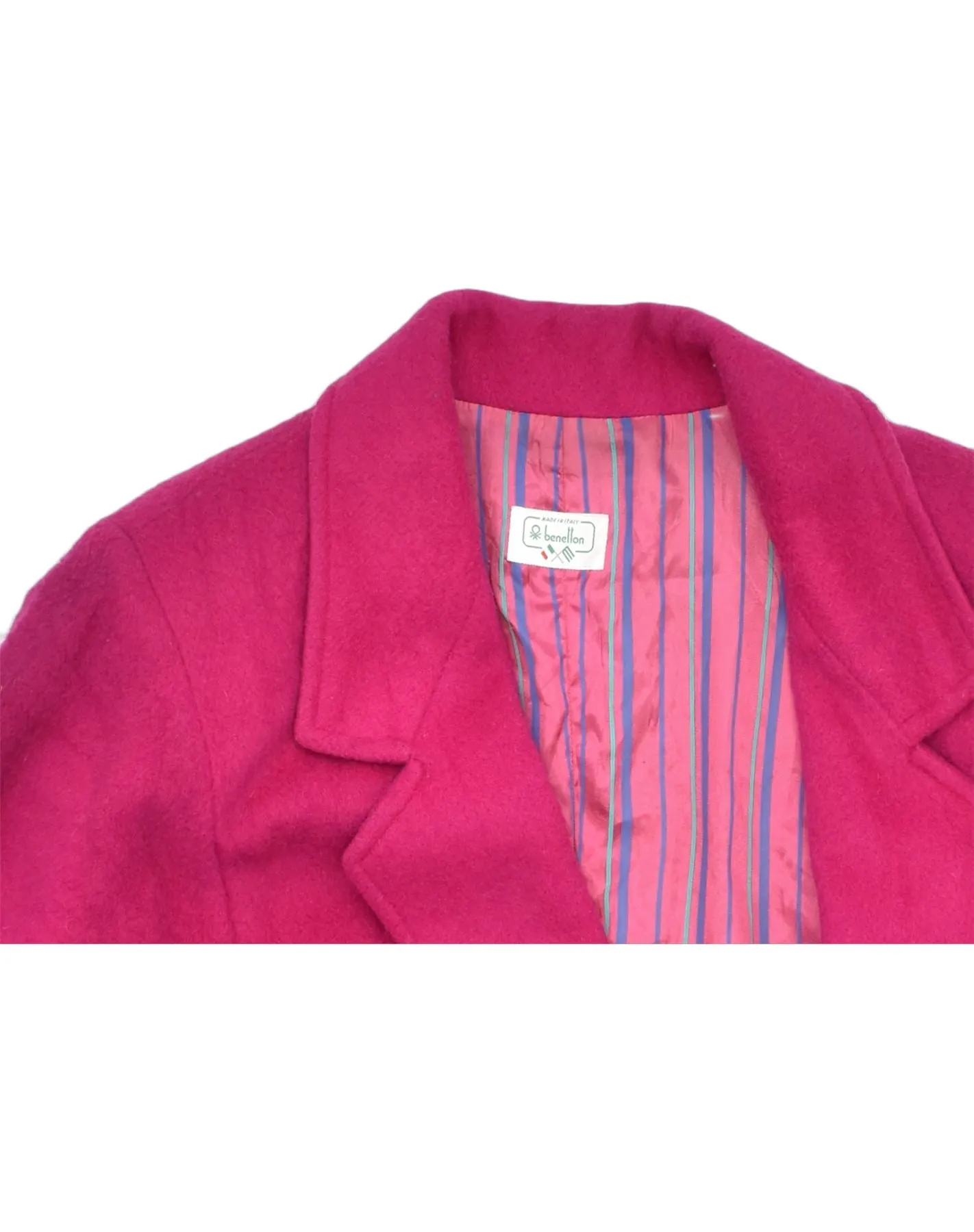 BENETTON Womens Overcoat IT 44 Medium Pink Wool