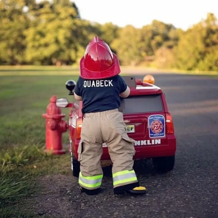 BIRTHDAY Firefighter Personalized BLACK 2PC Toddler Outfit