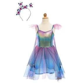 blue butterfly twirl dress with wings & headband size 5-6