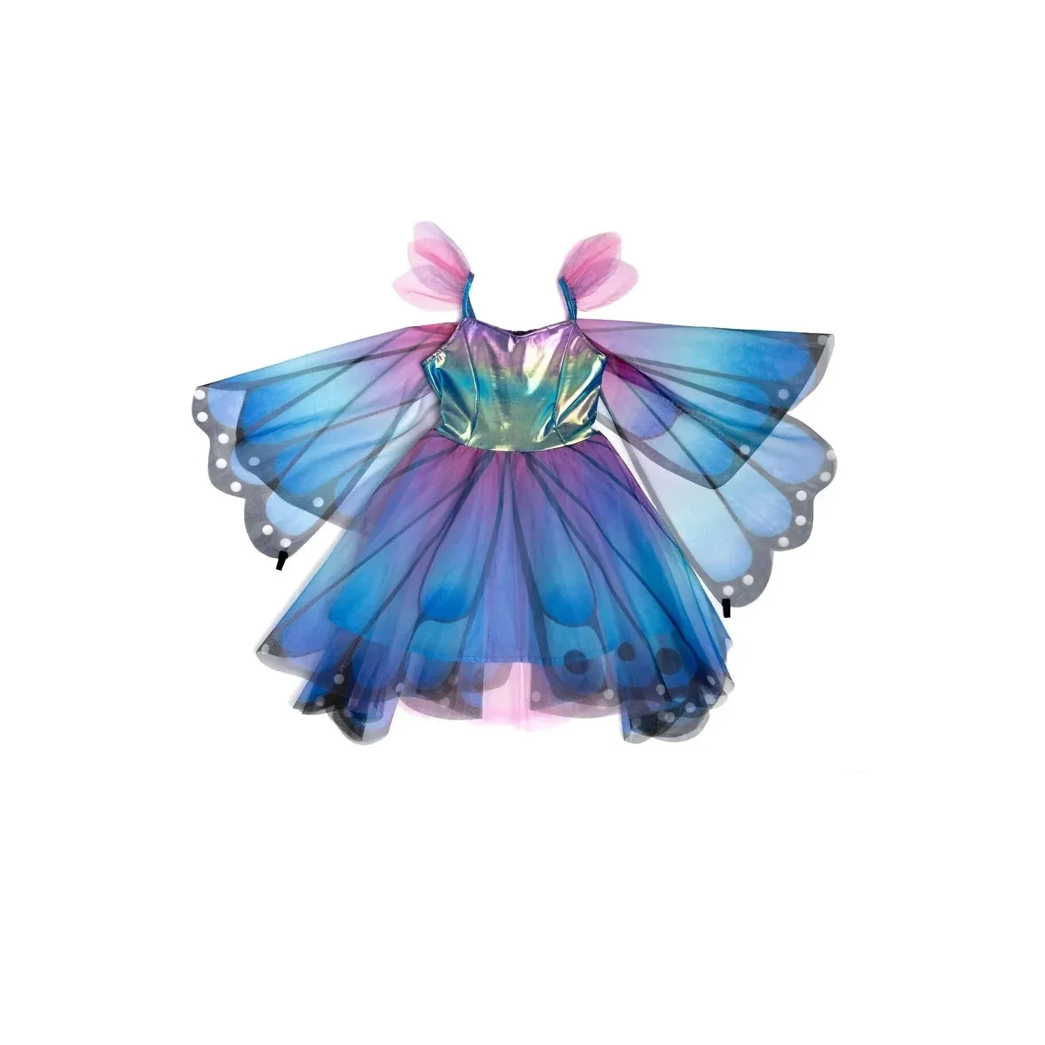 blue butterfly twirl dress with wings & headband size 5-6