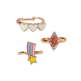boutique heart star rings, 3 pcs