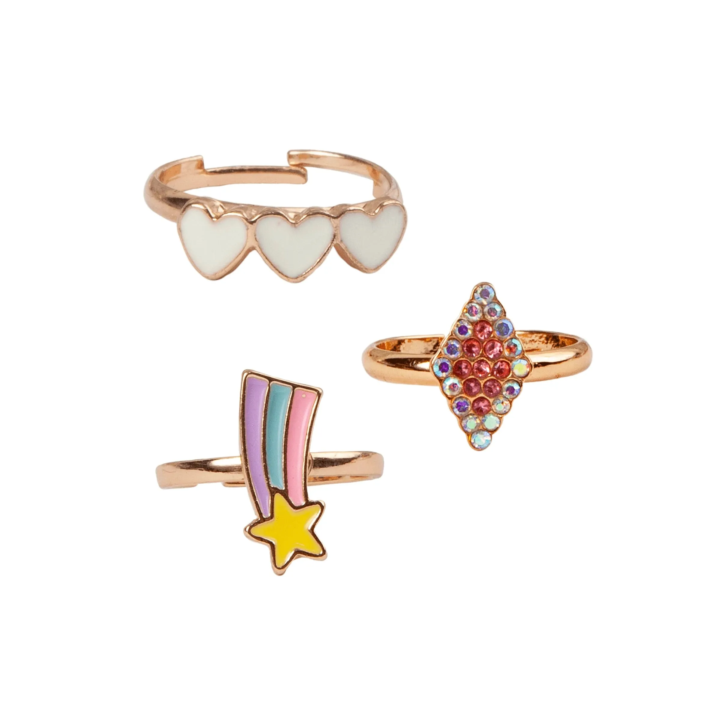 boutique heart star rings, 3 pcs