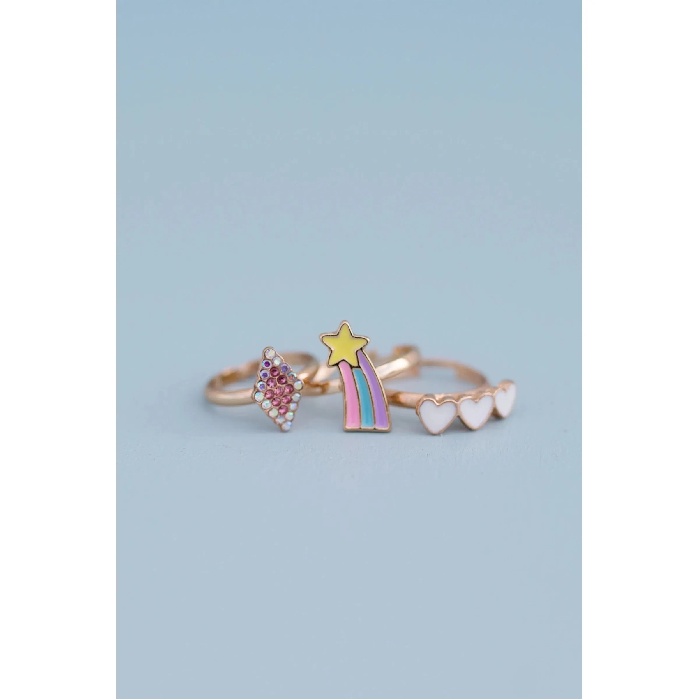 boutique heart star rings, 3 pcs