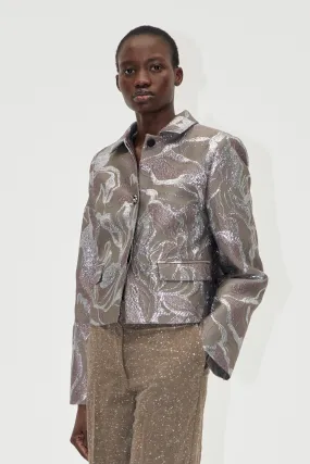 Boxy Straight Jacket - Abstract Foliage
