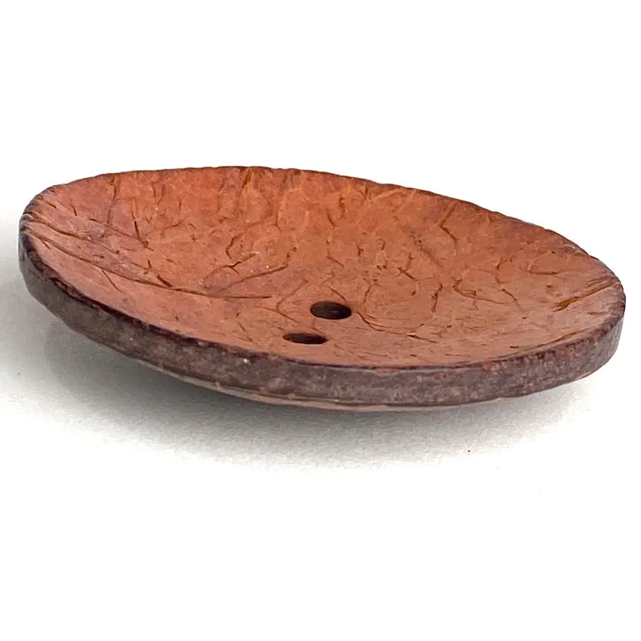 Brick/Rust Extra Large Natural Coconut Button "Rustica"  2-1/4" Scooped