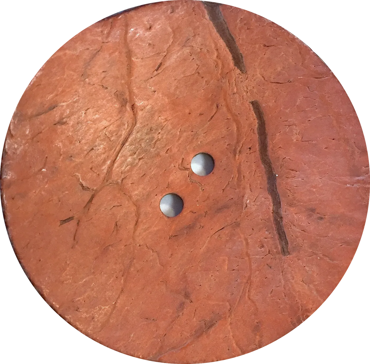 Brick/Rust Extra Large Natural Coconut Button "Rustica"  2-1/4" Scooped