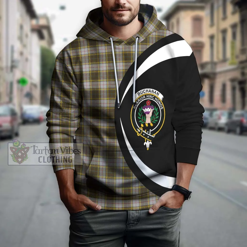 Buchanan Dress Tartan Hoodie with Family Crest Circle Style
