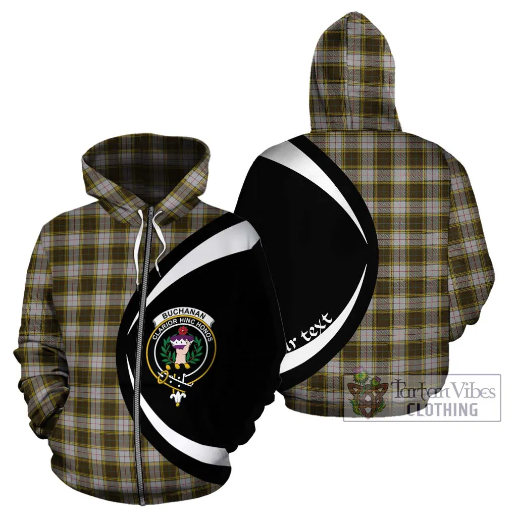 Buchanan Dress Tartan Hoodie with Family Crest Circle Style