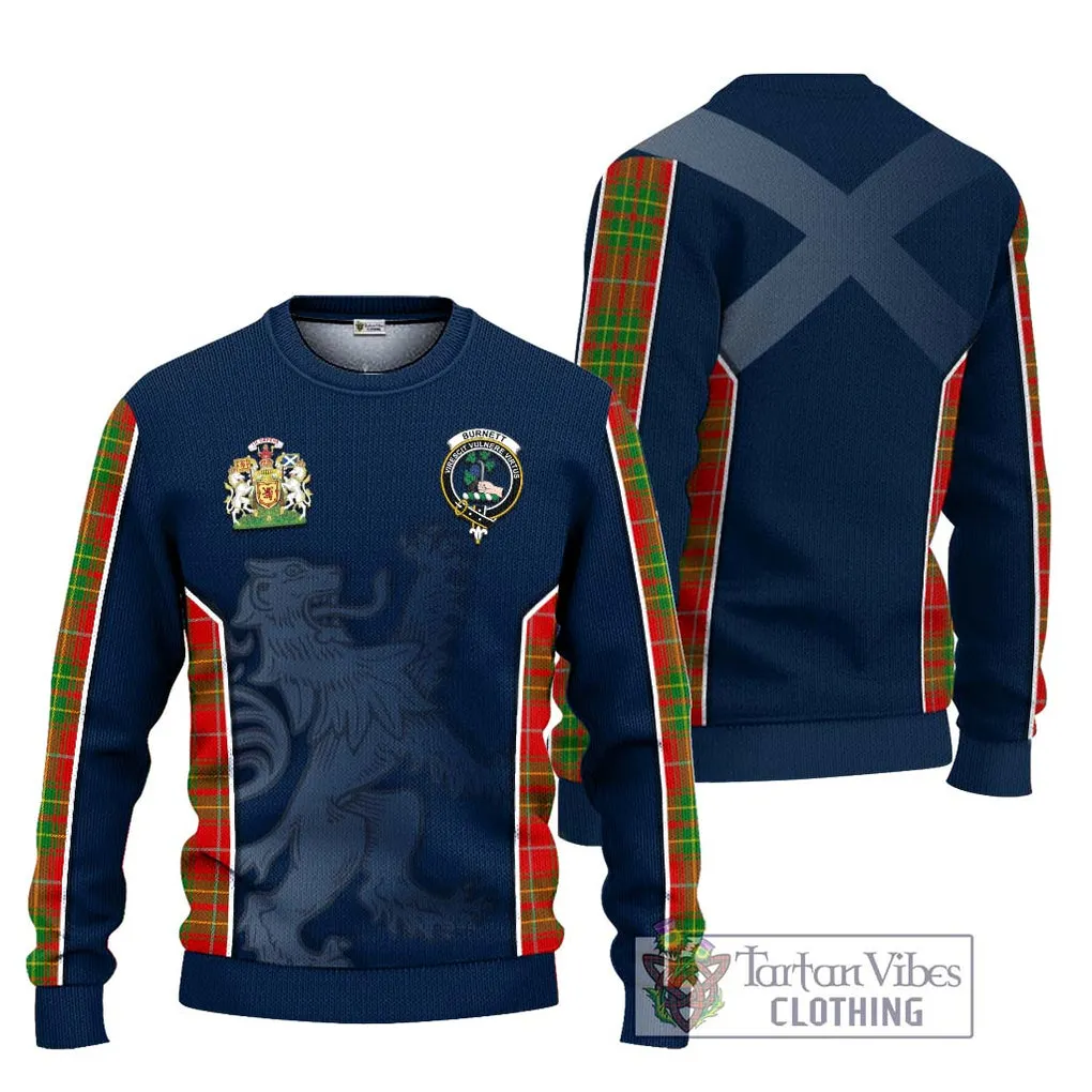 Burnett Tartan Ugly Sweater with Family Crest and Lion Rampant Vibes Sport Style
