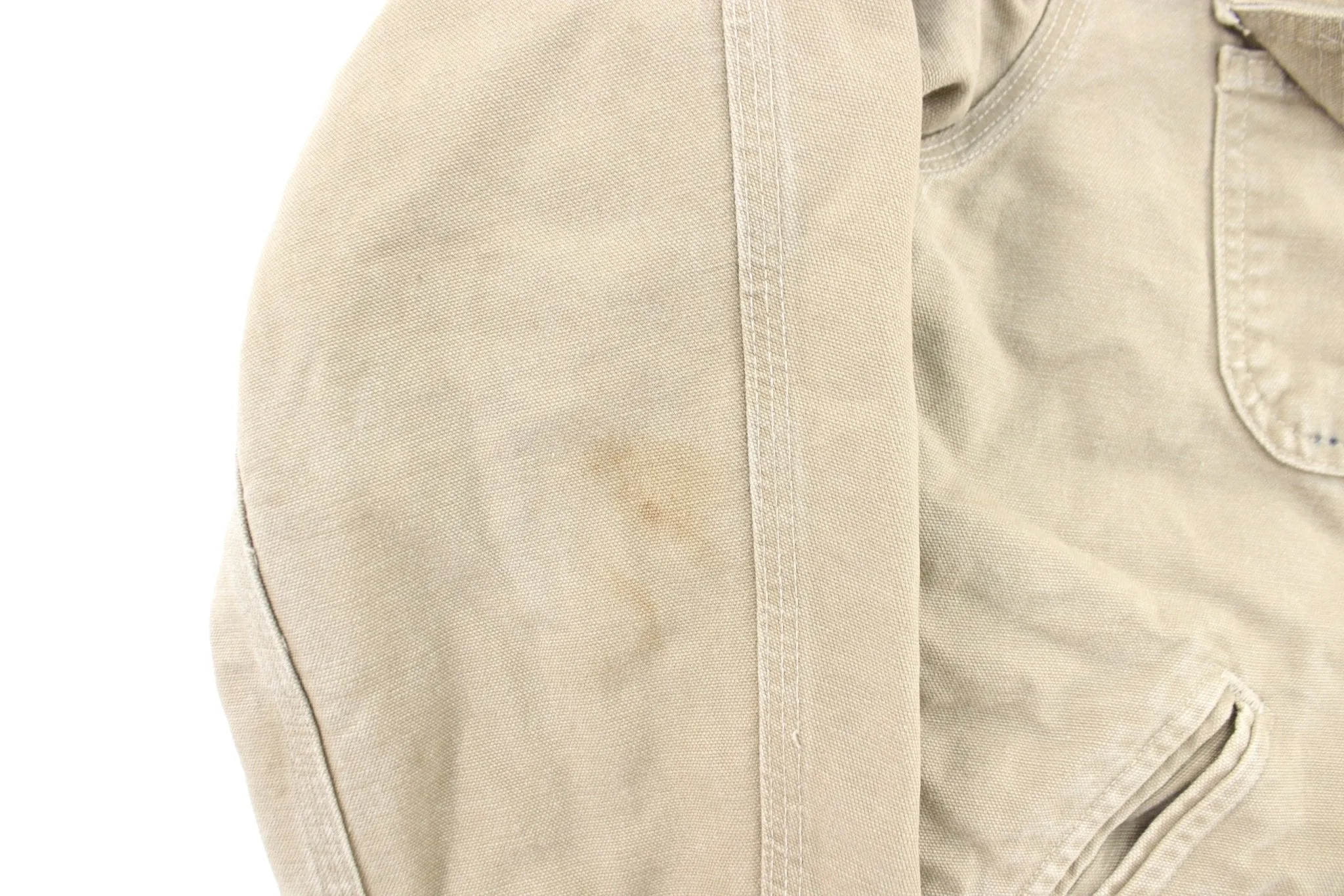 Carhartt Logo Patch Sherpa Lined Khaki Chore Jacket