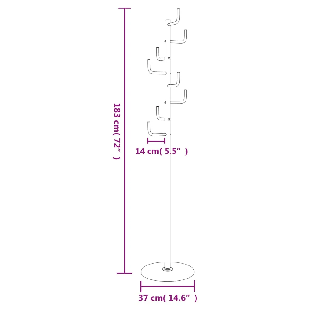 Coat Stand White 183 cm Powder-coated Iron