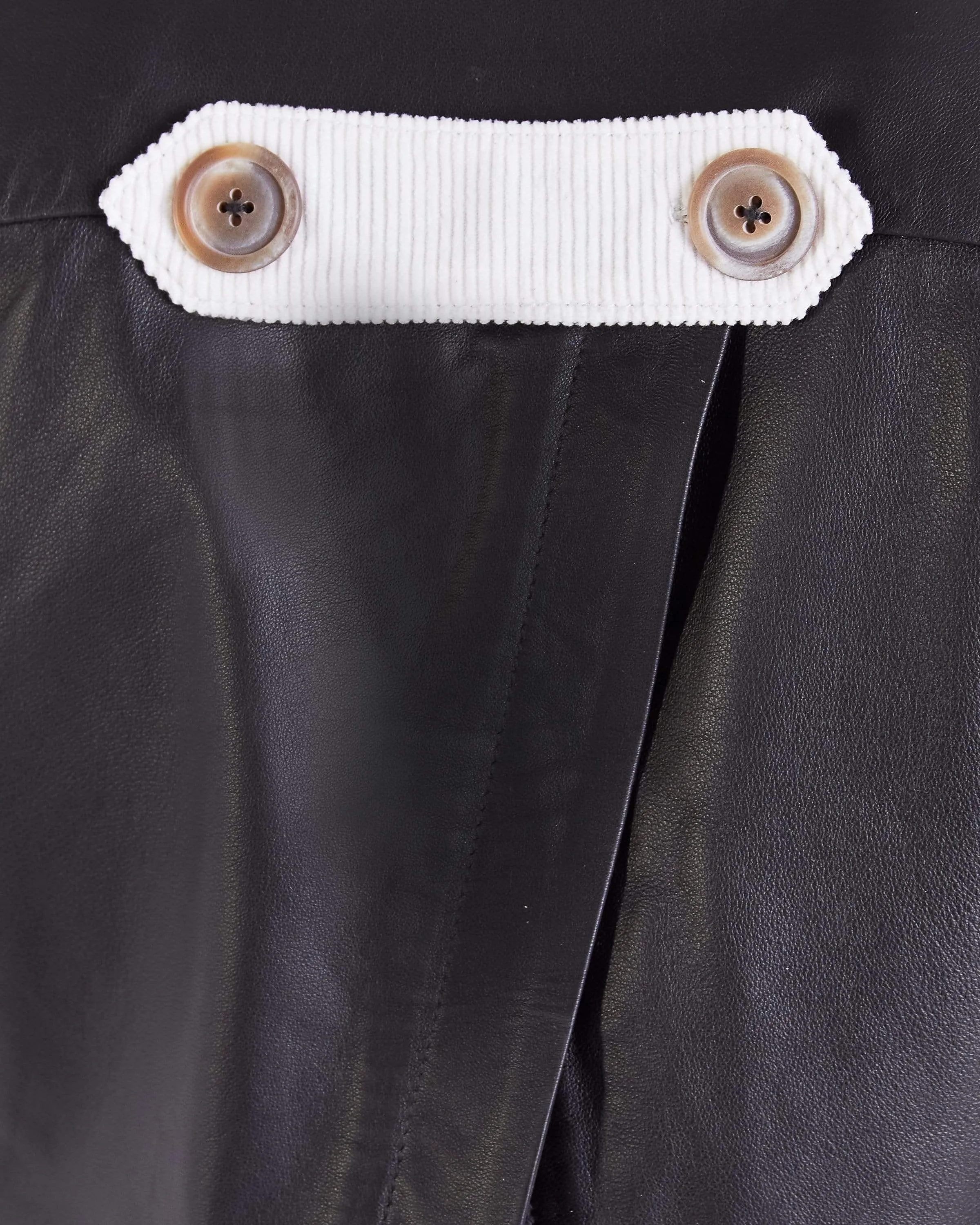 Coco CROPPED BUTTON THROUGH TOP - BLACK/IVORY