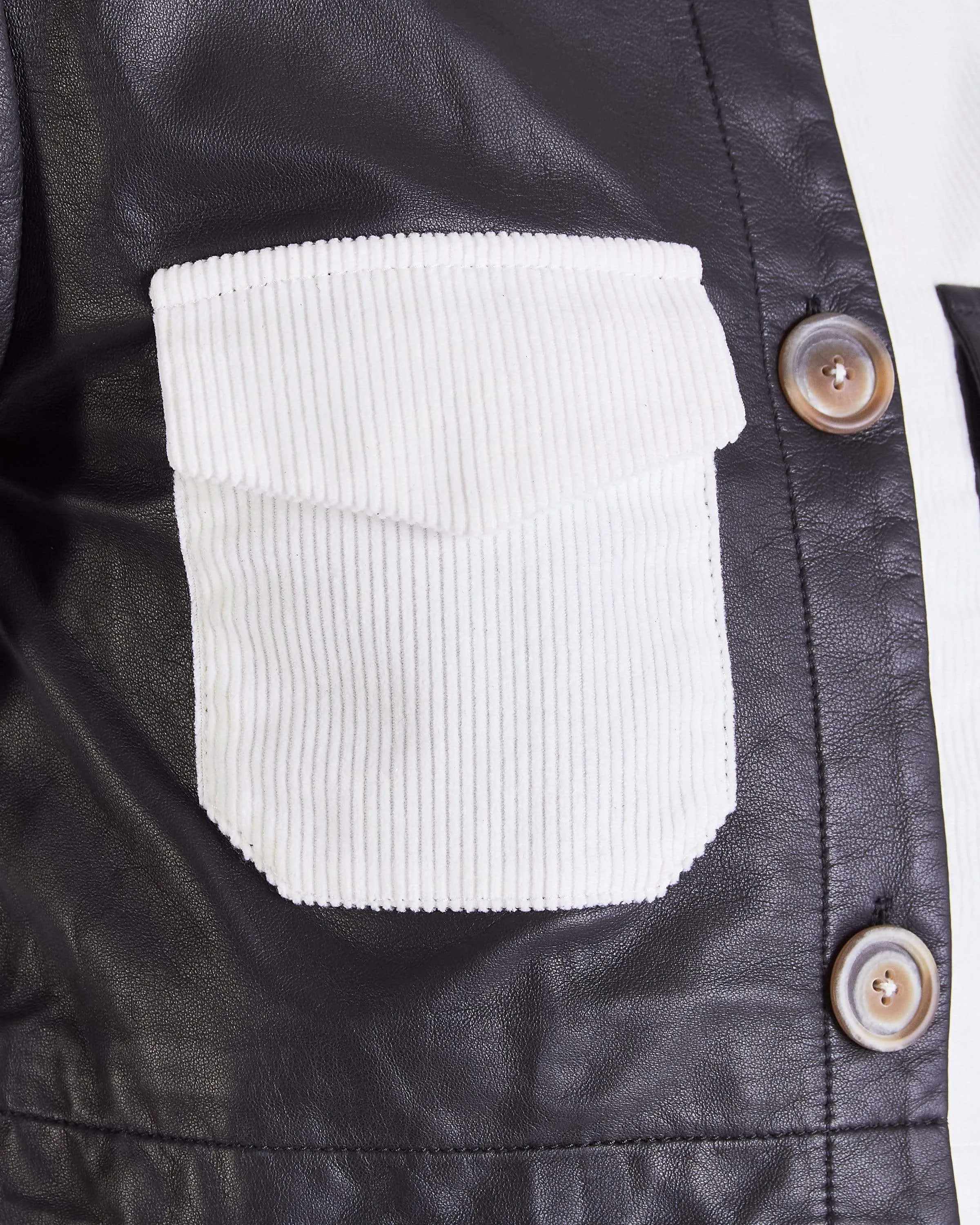 Coco CROPPED BUTTON THROUGH TOP - BLACK/IVORY