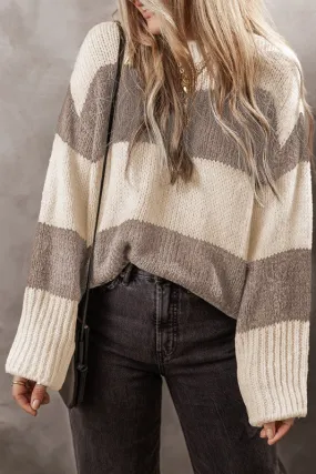 Colorblock Pullover Sweater Gray