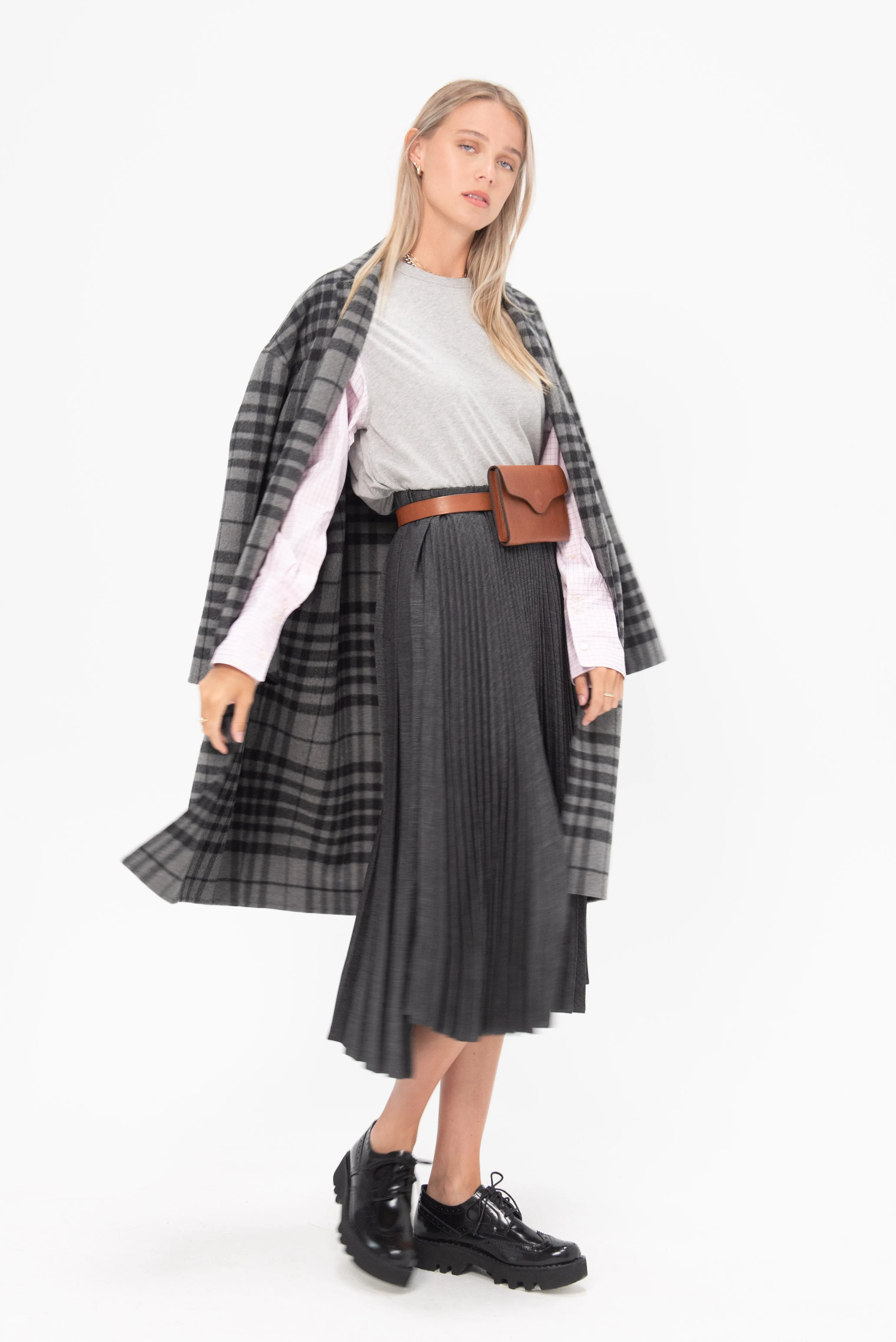 Contrasting Sleeve Shirt, Grey Melange