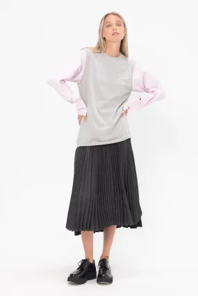 Contrasting Sleeve Shirt, Grey Melange