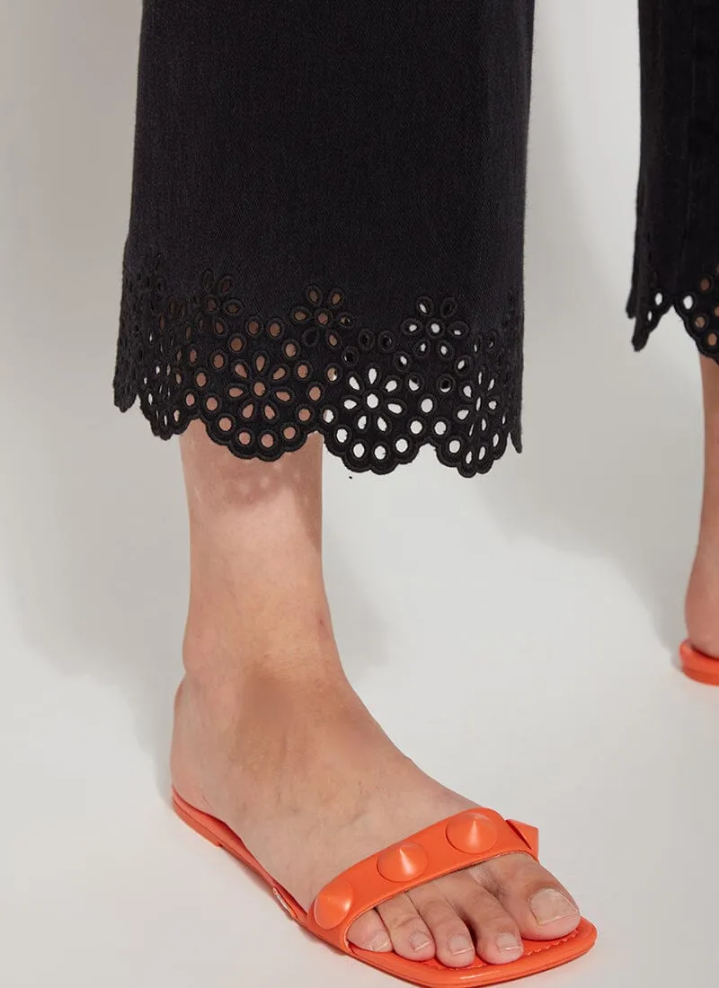 Cropped Embroidered Eyelet Wide Leg (26" Inseam)