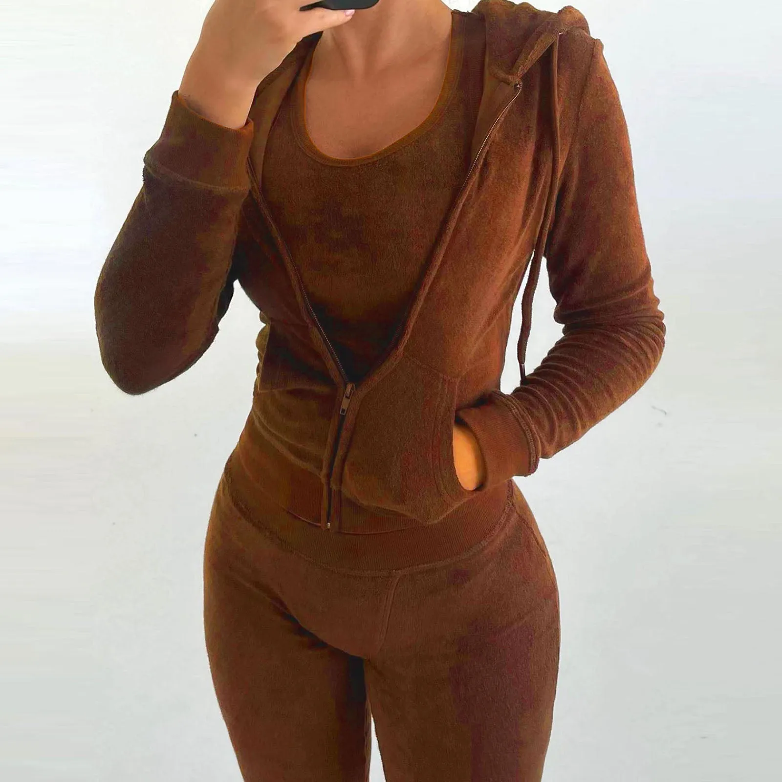 Cropped Jacket Tracksuit Two Piece Set