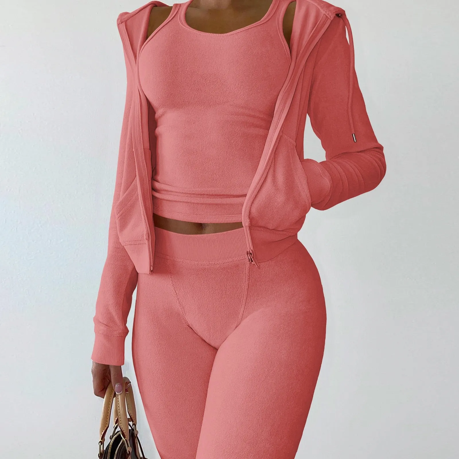 Cropped Jacket Tracksuit Two Piece Set