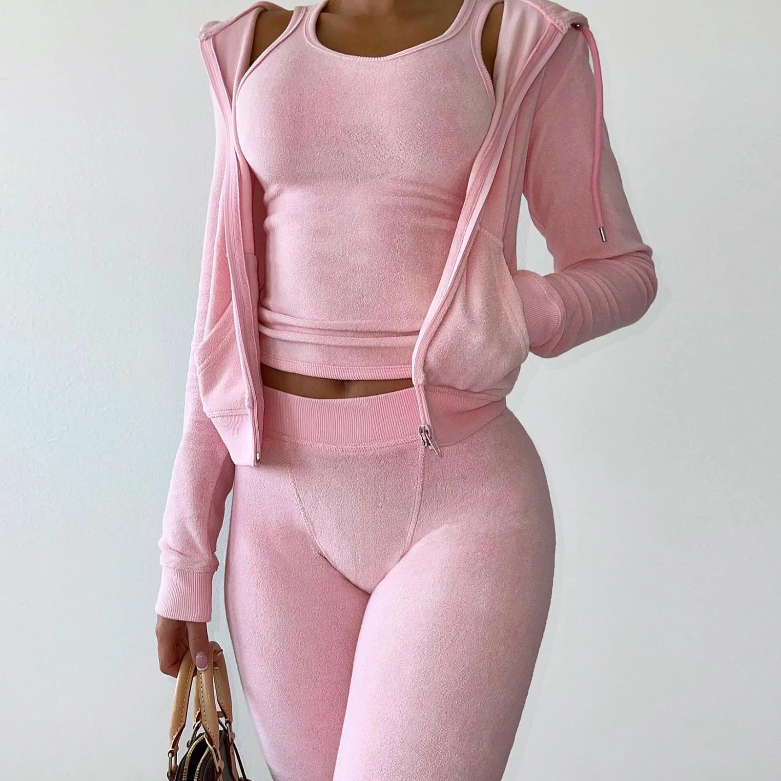 Cropped Jacket Tracksuit Two Piece Set