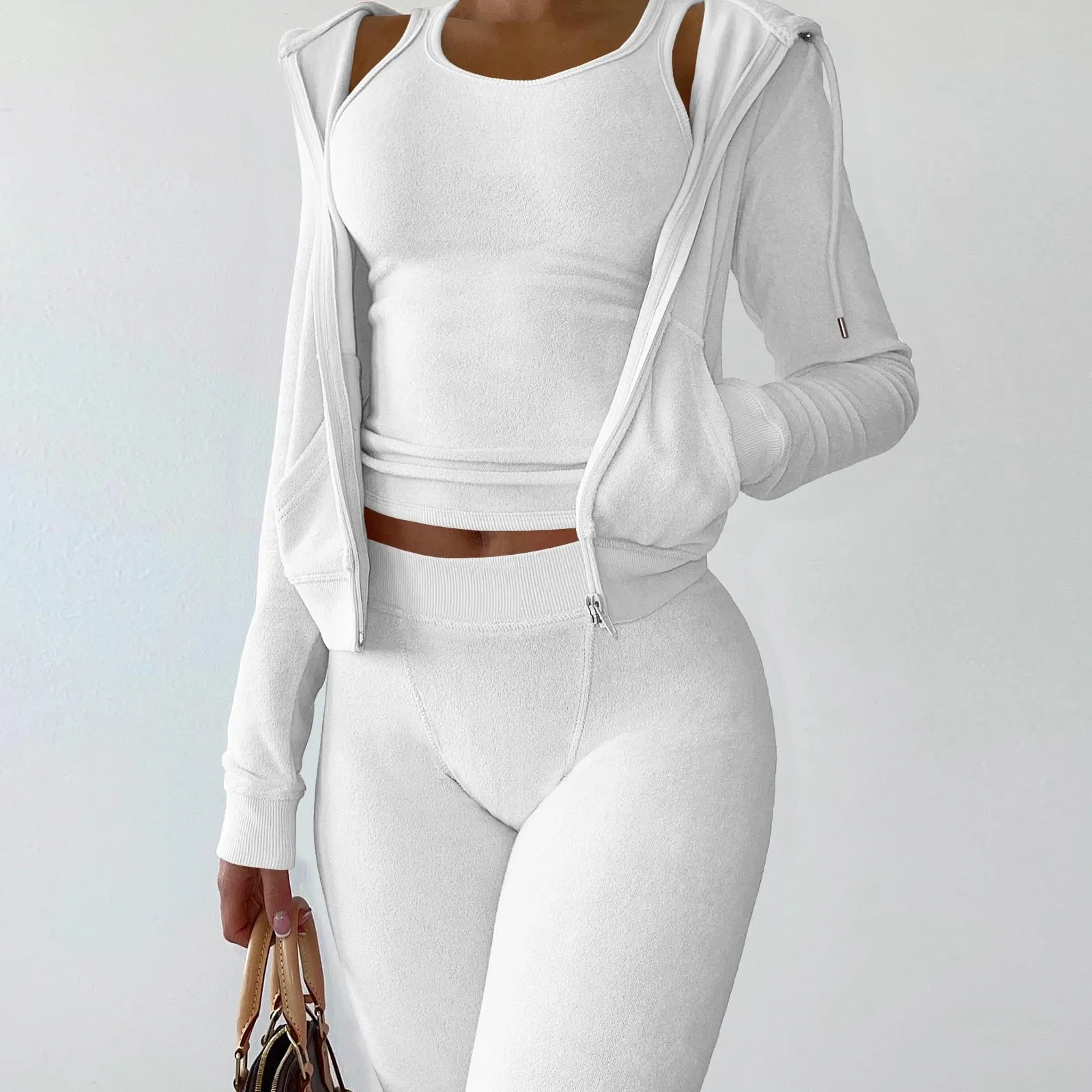 Cropped Jacket Tracksuit Two Piece Set