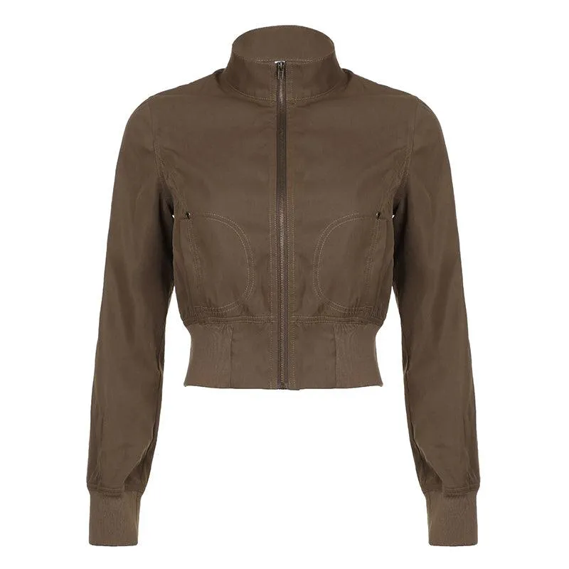 Cropped Zip-Up Utility Jacket