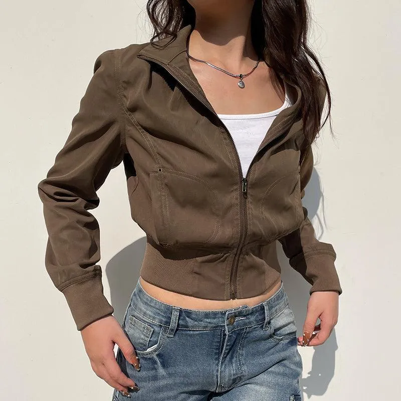 Cropped Zip-Up Utility Jacket